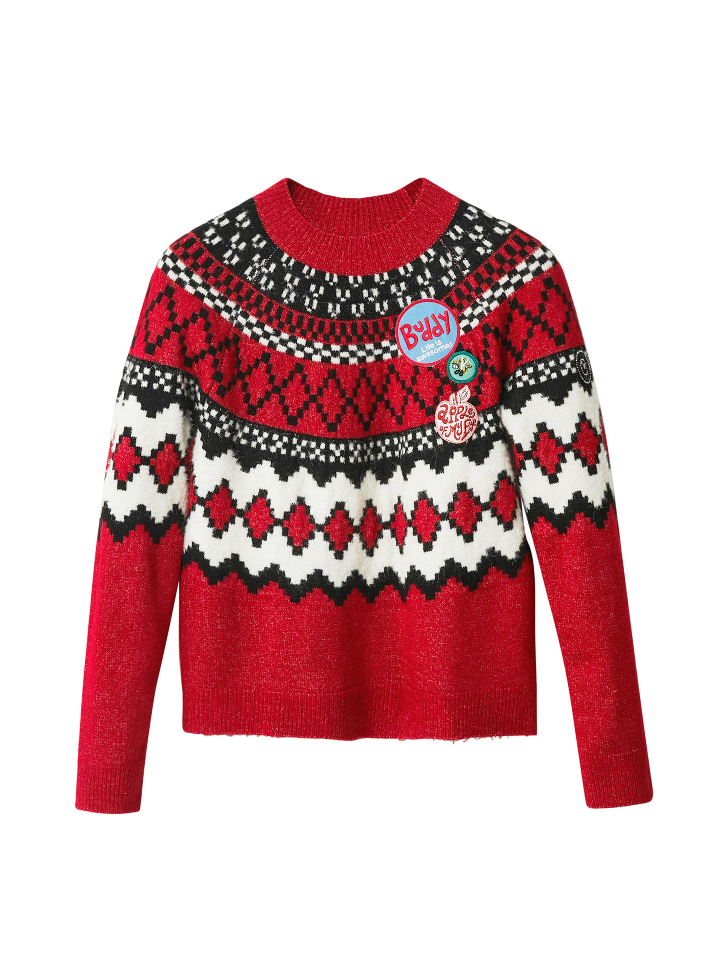 Desigual Pullover DAMEN Pullovers & Sweatshirts Glitzer Schwarz/Rot 36 Rabatt 72 % 