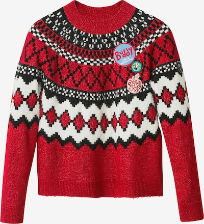 Desigual Pull-over 'Buddy' en vert / rouge / noir / blanc, Vue avec produit