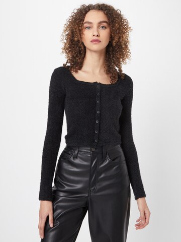 HOLLISTER Knit Cardigan in Black: front