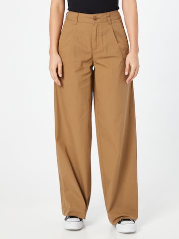 s.Oliver Wide leg Pleat-Front Pants in Brown: front