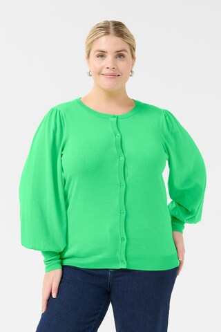 KAFFE CURVE Knit Cardigan 'Lazzy' in Green: front