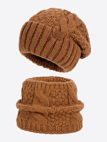 Magicshe Hat 'Gefüttertes Beanie und Schal-Set' in Brown: front