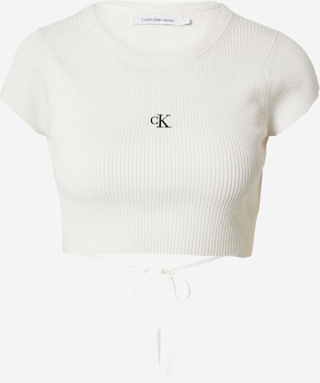 Pull-over Calvin Klein Jeans en blanc : devant