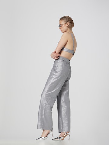 VIERVIER Wide leg Jeans 'Tessa' in Zilver