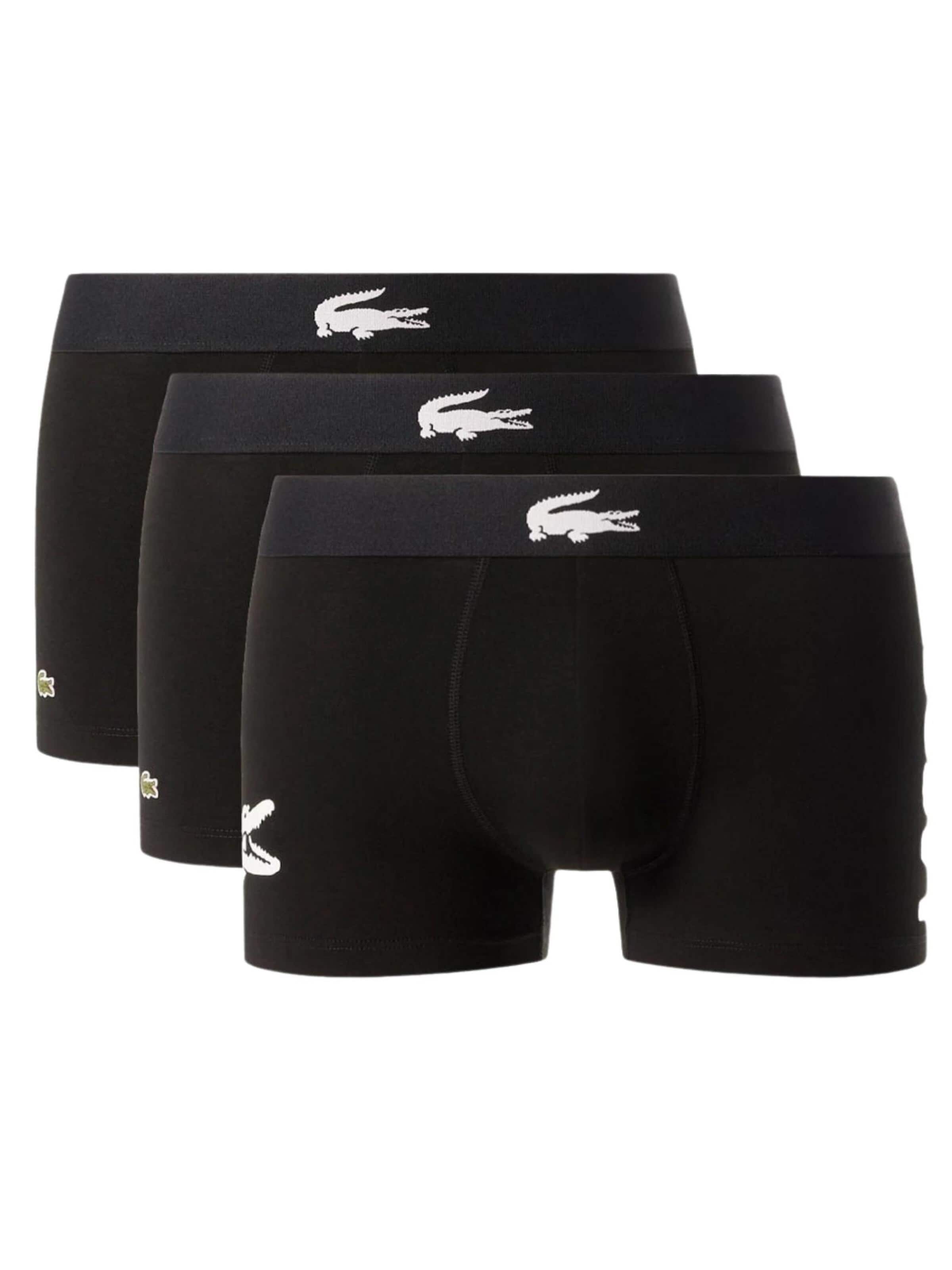 LACOSTE Boxers 'Tripack boxers lacoste negros big croco sided logo trunks' em S em preto, Vista do artigo