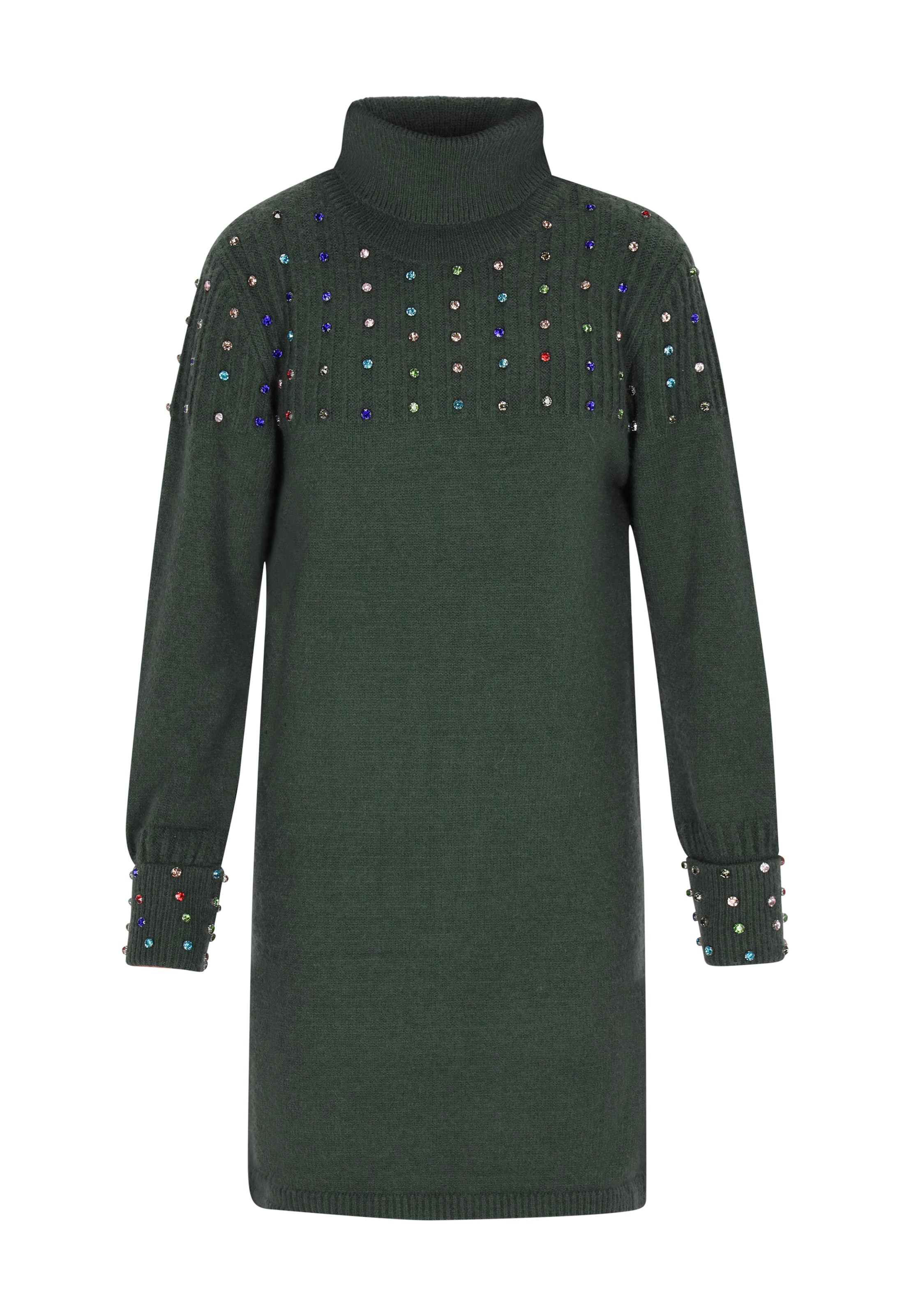 faina Gebreide jurk in Groen: voorkant