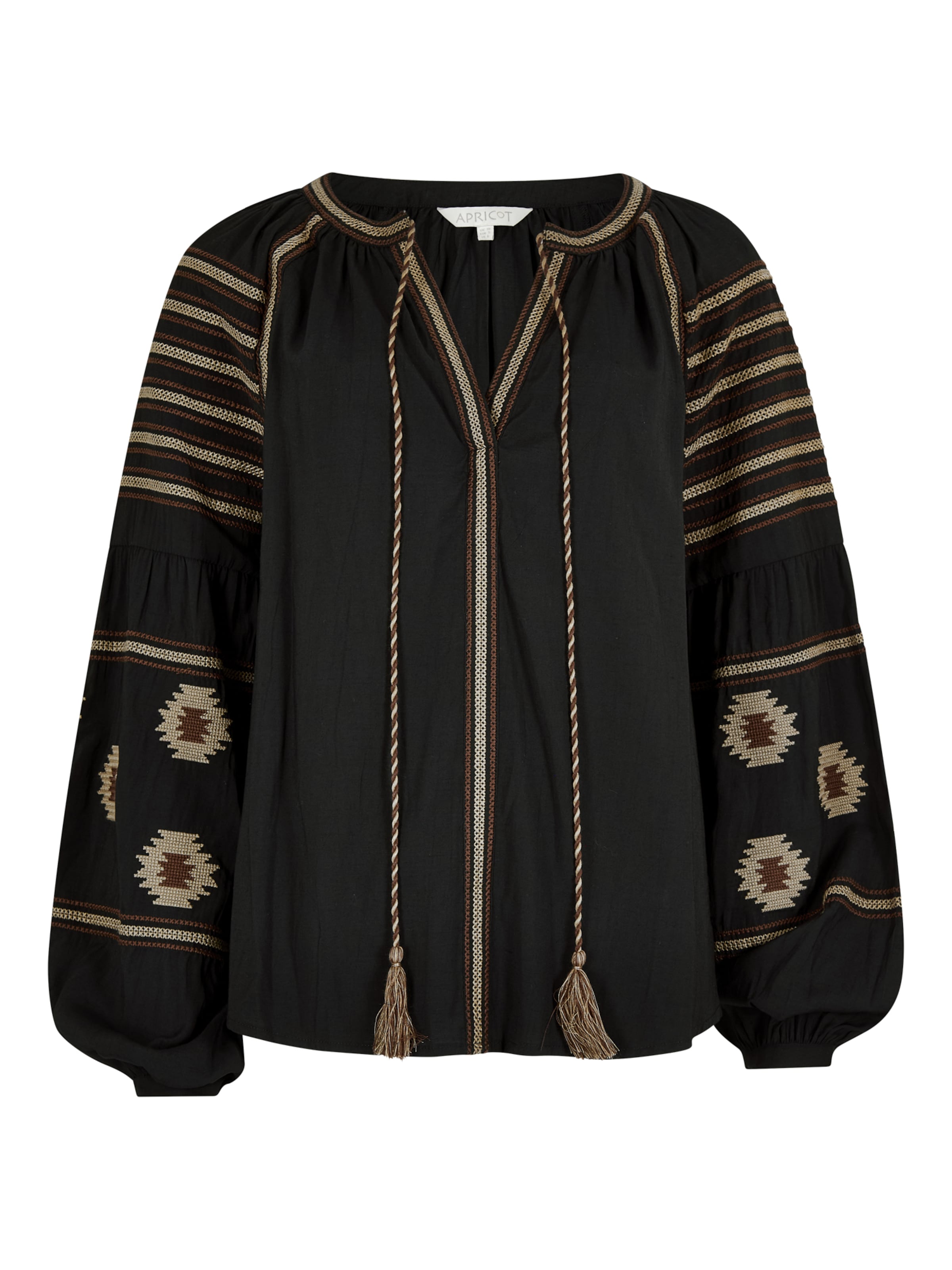 Apricot Bluse 'Aztec Embroidered' in Schwarz: Vorderseite