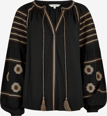 Apricot Blouse 'Aztec Embroidered' in Zwart: voorkant