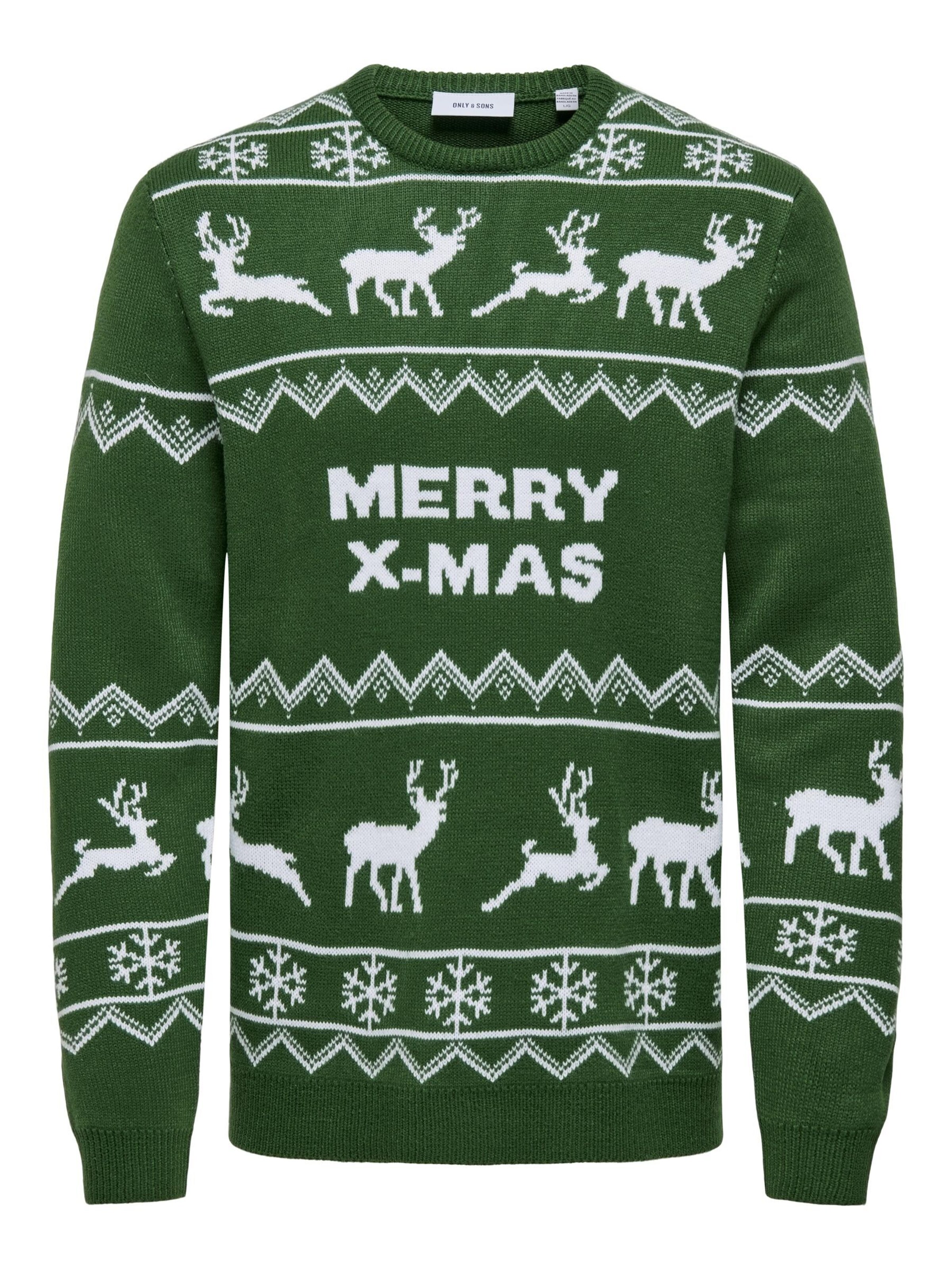 Pull-over 'ONSXmas' Only & Sons en vert : devant