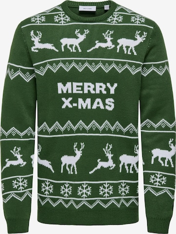 Pull-over 'ONSXmas' Only & Sons en vert : devant