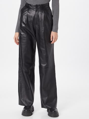 OAKWOOD Wide leg Broek 'GOYA' in Zwart: voorkant