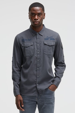 CAMP DAVID Regular fit Button Up Shirt in Blue: front