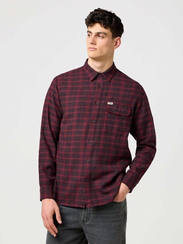 WRANGLER Comfort fit Button Up Shirt '1 Pkt Flannel Shirt' in Red