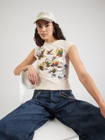 Ed Hardy - Camiseta en marrón: frente