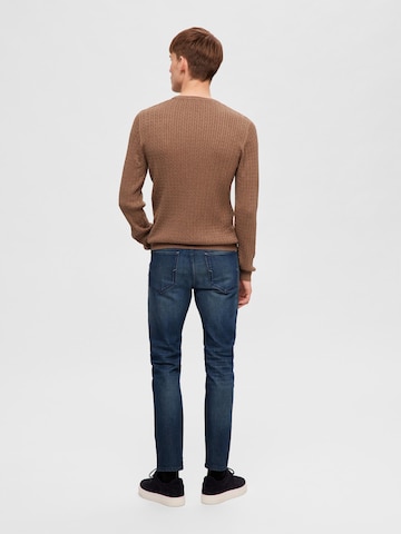 SELECTED HOMME Sweater 'Berg' in Brown