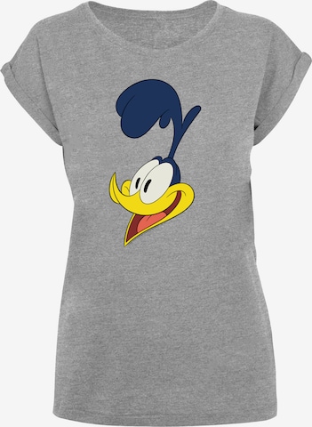 F4NT4STIC Shirt 'Looney Tunes Road Runner Face' in Grijs: voorkant