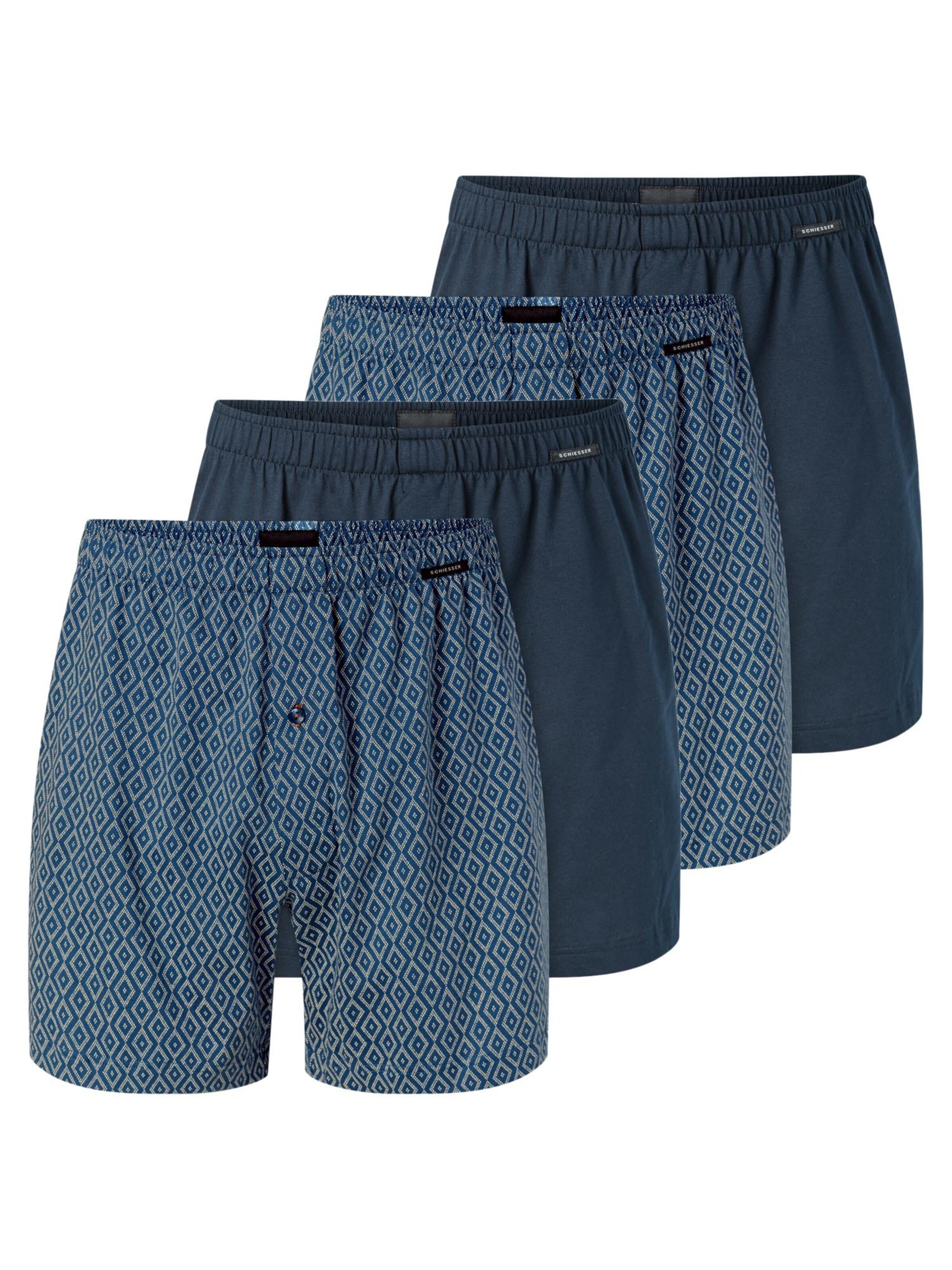SCHIESSER Boxershorts 'Singel-Jersey' in Blauw: voorkant