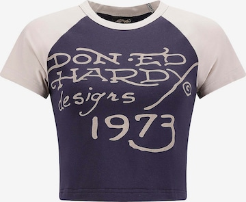 mėlyna Ed Hardy Marškinėliai 'Drawn Panther Ringer': priekis