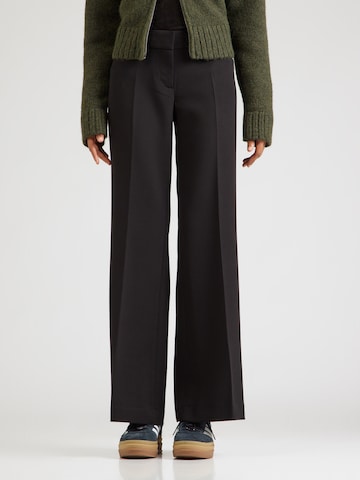 WEEKDAY Flared Trousers with creases 'Kaeli' in Black: front