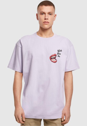 Merchcode Shirt 'Bla Bla Bla Comic' in Purple: front