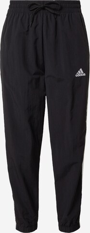 ADIDAS SPORTSWEAR Tapered Workout Pants 'Essentials 3-Stripes' in Black: front