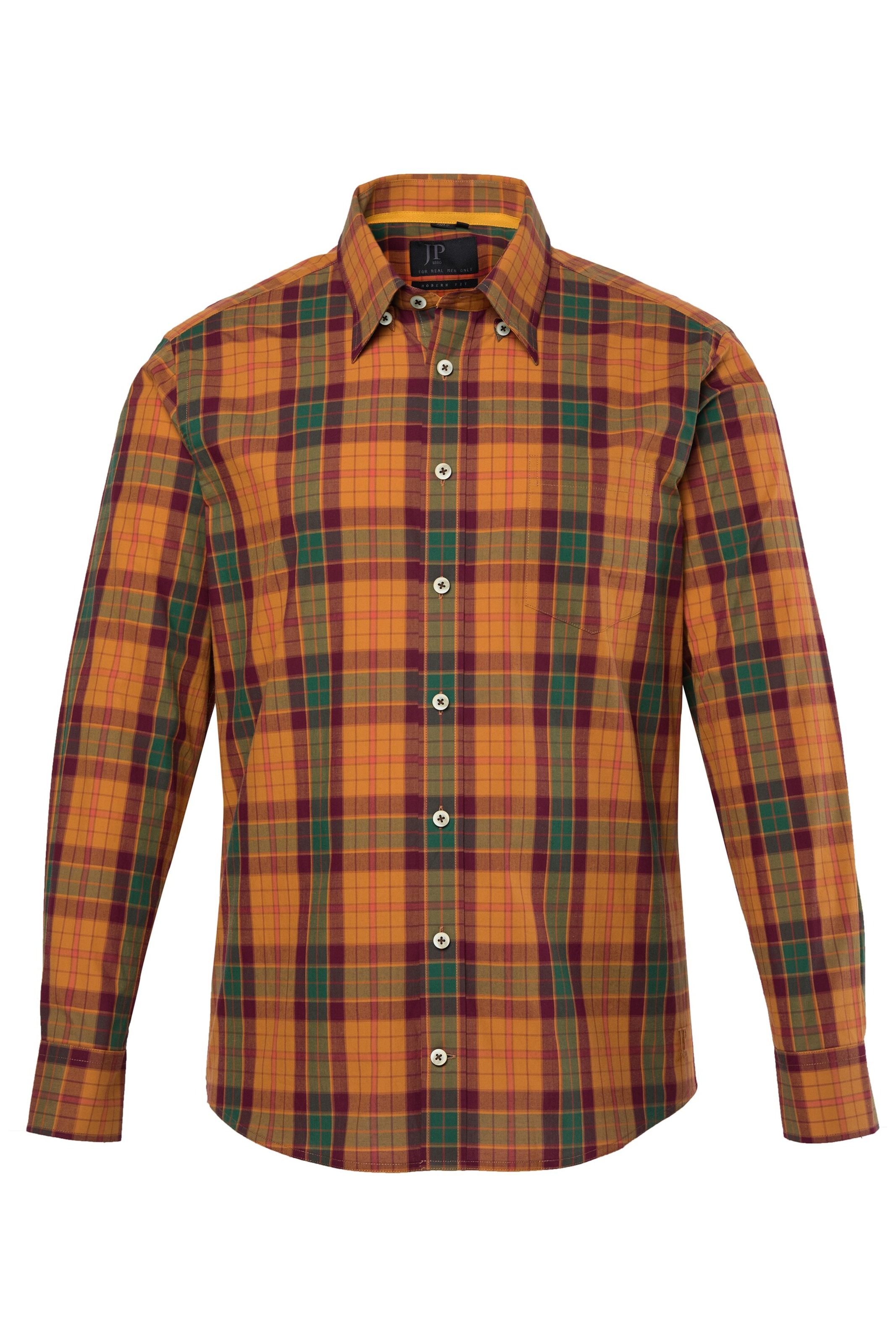 JP1880 Regular fit Overhemd in Bruin: voorkant