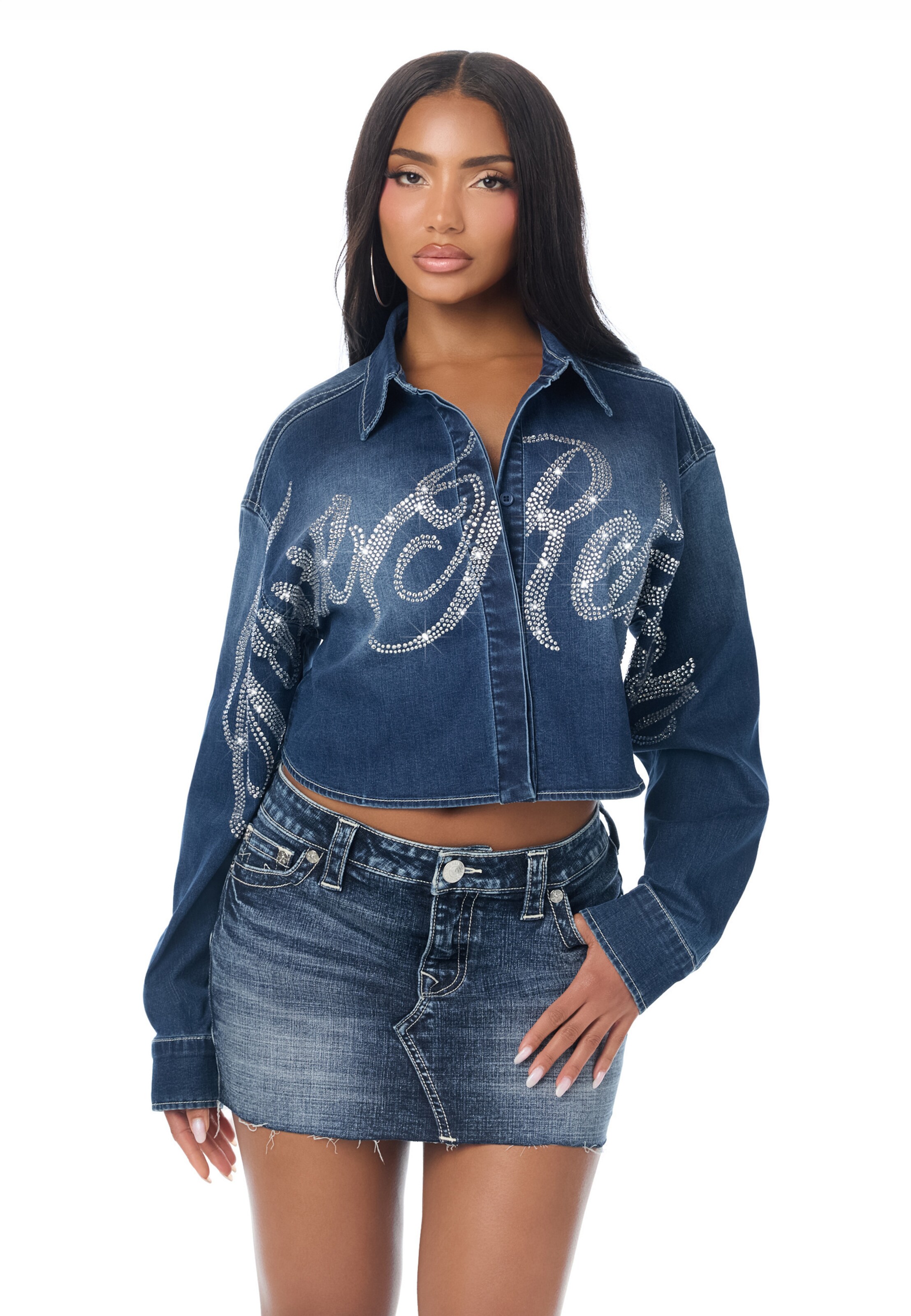 True Religion - Blusa em azul: frente