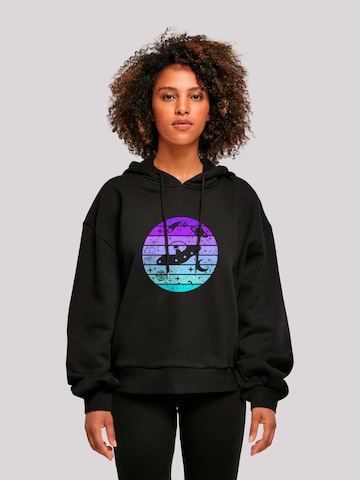 F4NT4STIC Hoodie 'Retro Alien Weltraum Sonnenuntergang' in Schwarz: Vorderseite