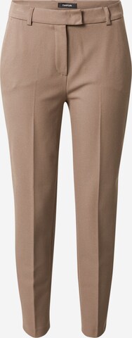 TAIFUN Tapered Pleated Pants 'Tuch' in Brown: front