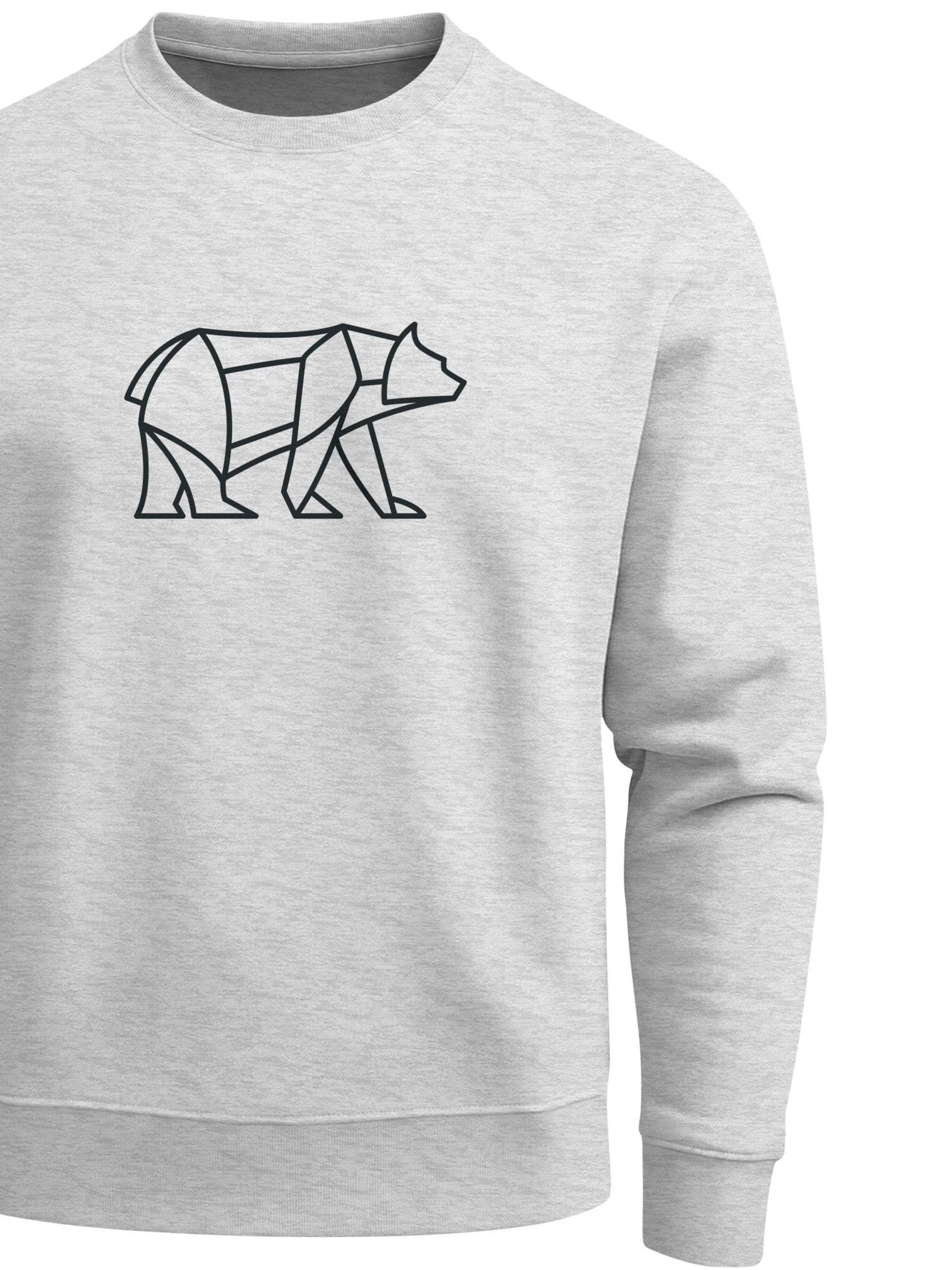 Neverless Sweatshirt 'Bär Lineart Polygon' in Grey