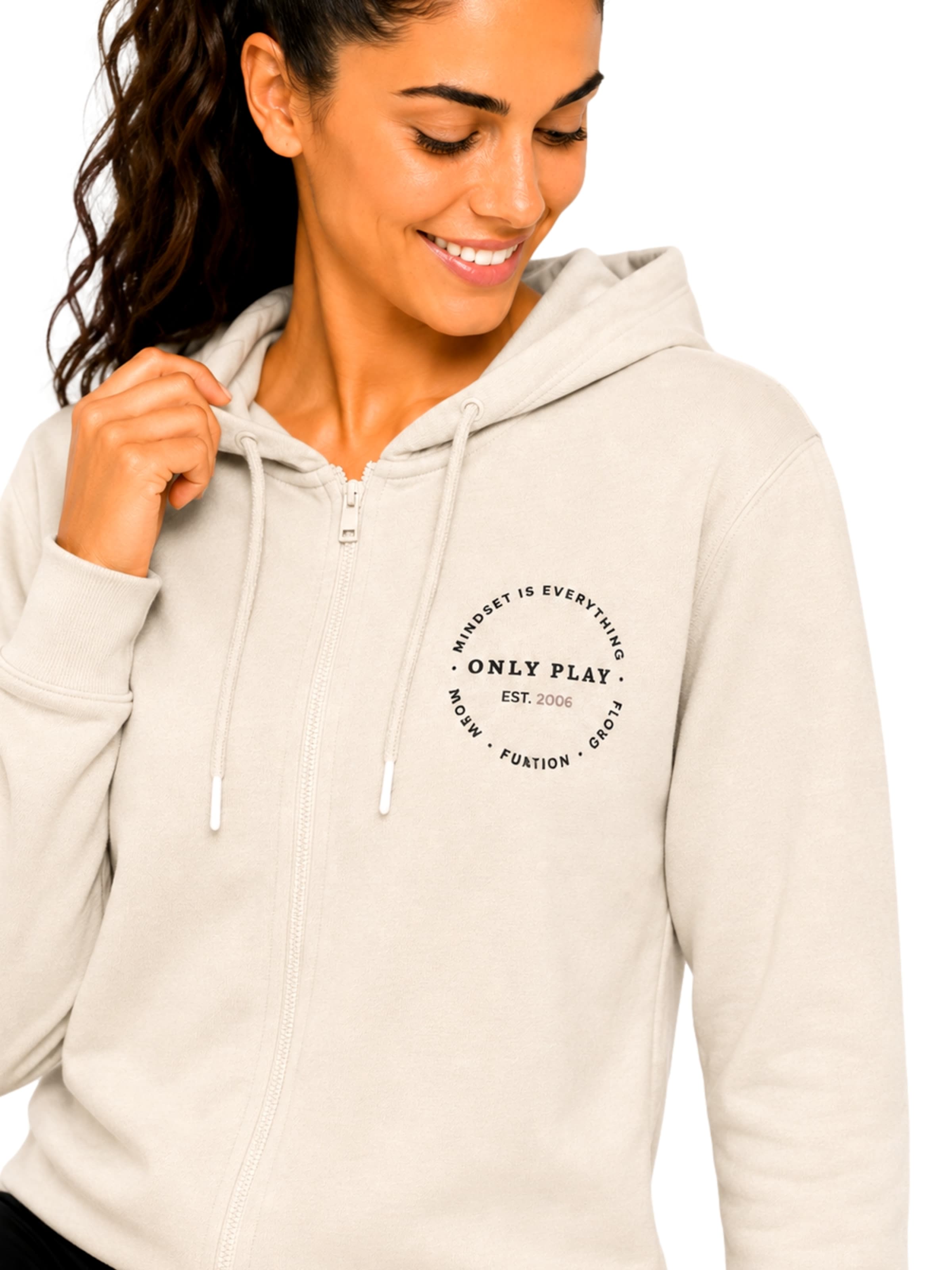 ONLY PLAY Sportief sweatvest 'Cava' in Beige