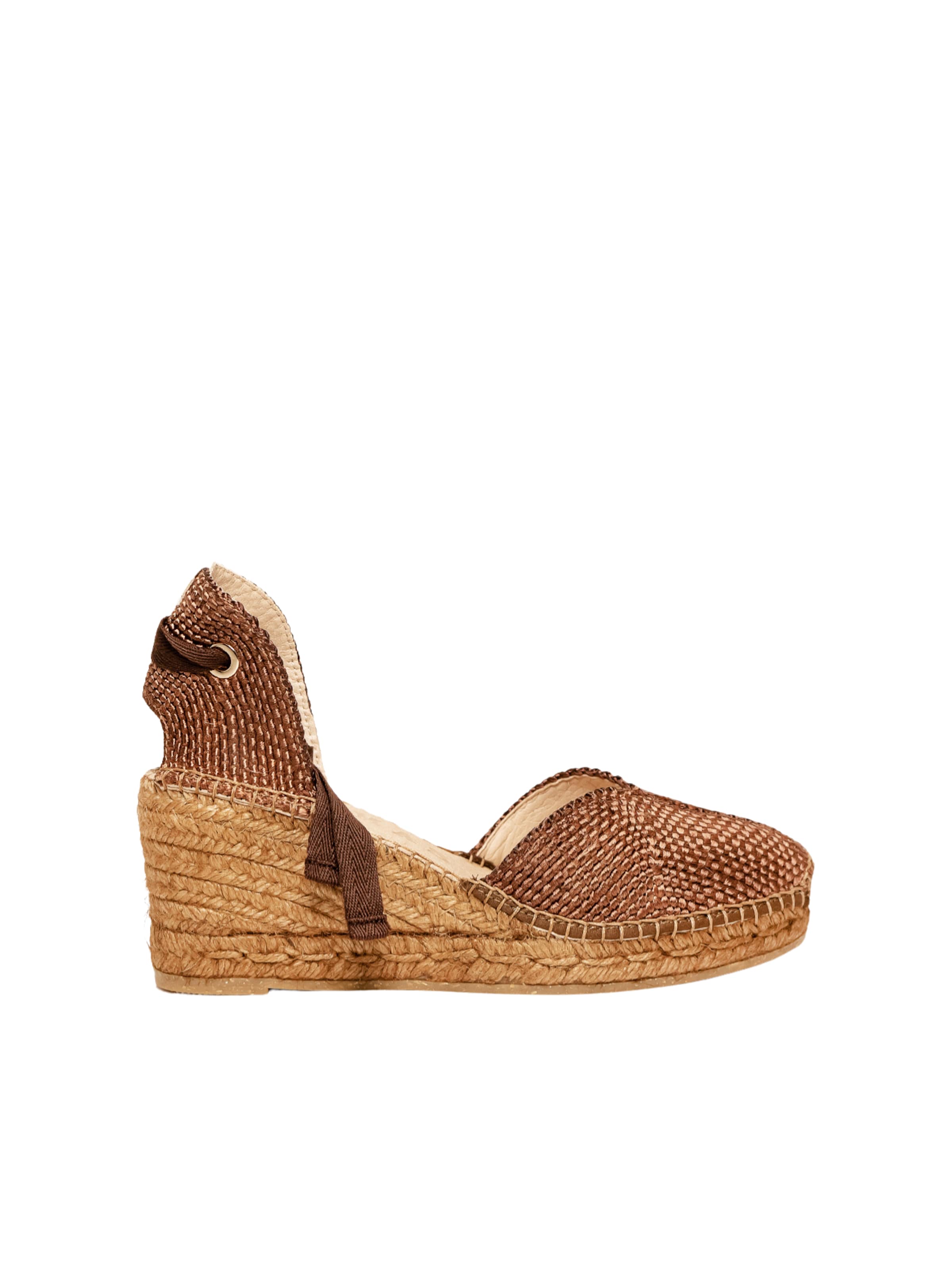 Alhamas - Sandalias 'Alpargata Cuña 7 cm' en marrón: frente