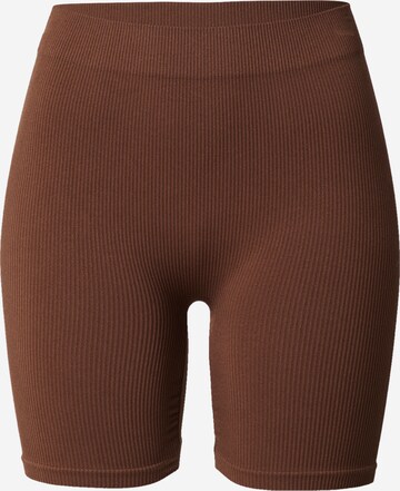 Skinny Pantalon 'Ina' WEEKDAY en marron : devant