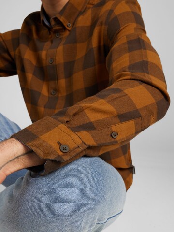 BLEND Regular fit Button Up Shirt in Brown