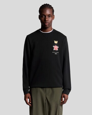 Lyle & Scott Sweatshirt 'Rose and Crown' in Zwart: voorkant