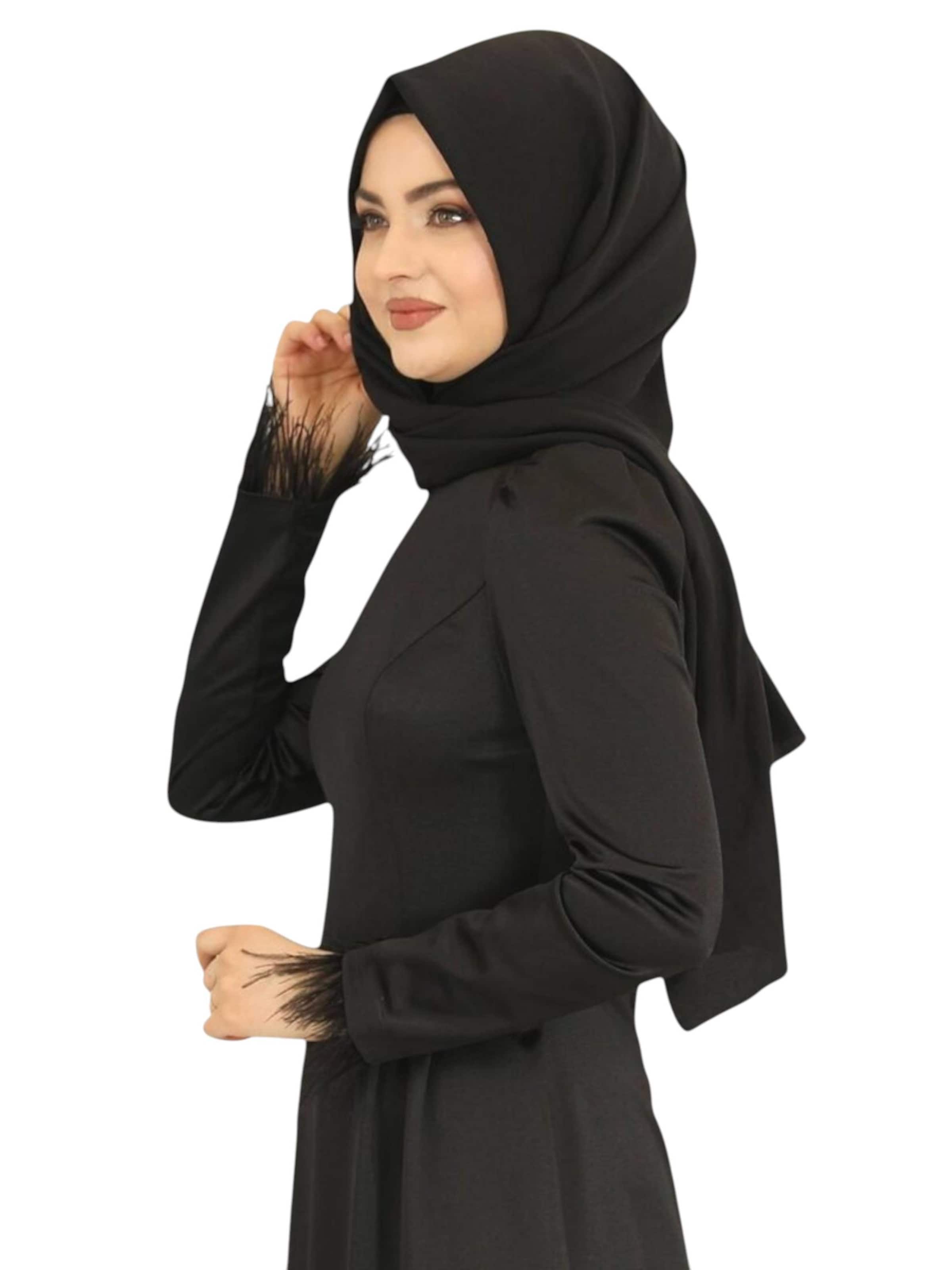 fashionshowcase Abendkleid 'Feather Grace'‌‌‌‌‌‌‌‌ in Schwarz