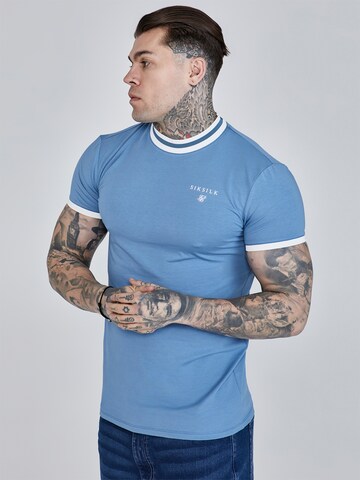 SikSilk Shirt 'Blau Ringer' in Blue: front