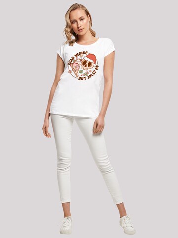 T-shirt 'Dead inside but jolly AF Christmas' F4NT4STIC en blanc