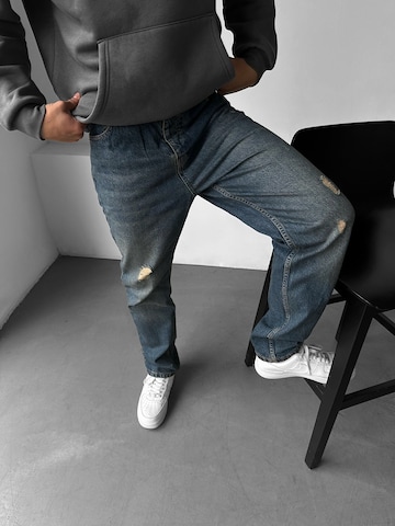 Kleidermafia Baggy Jeans 'Baggy Torn Washed Jeans - Dark Blue' in Blauw