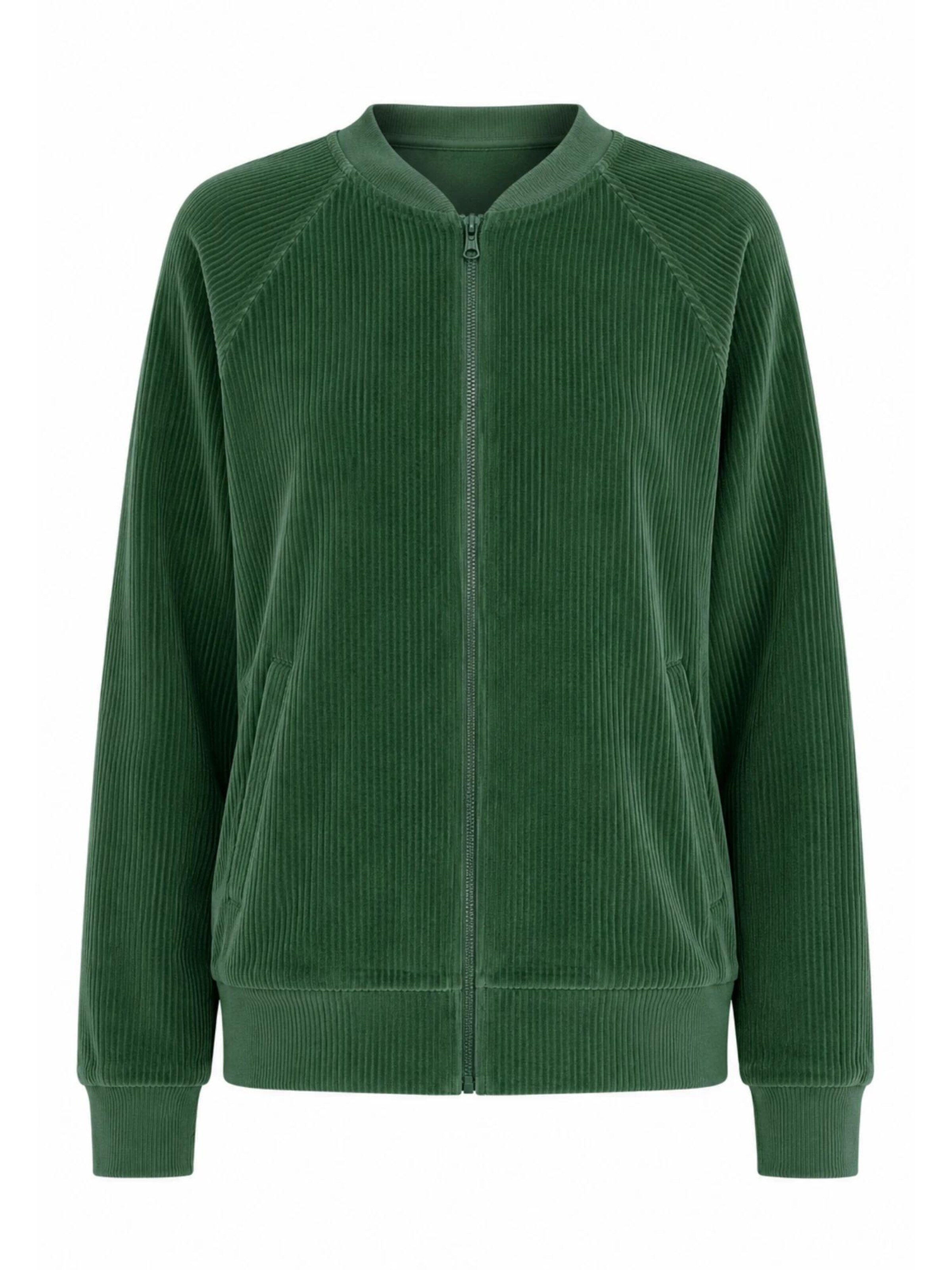 Leela COTTON Sweatjacke‌‌ in Grün: Vorderseite
