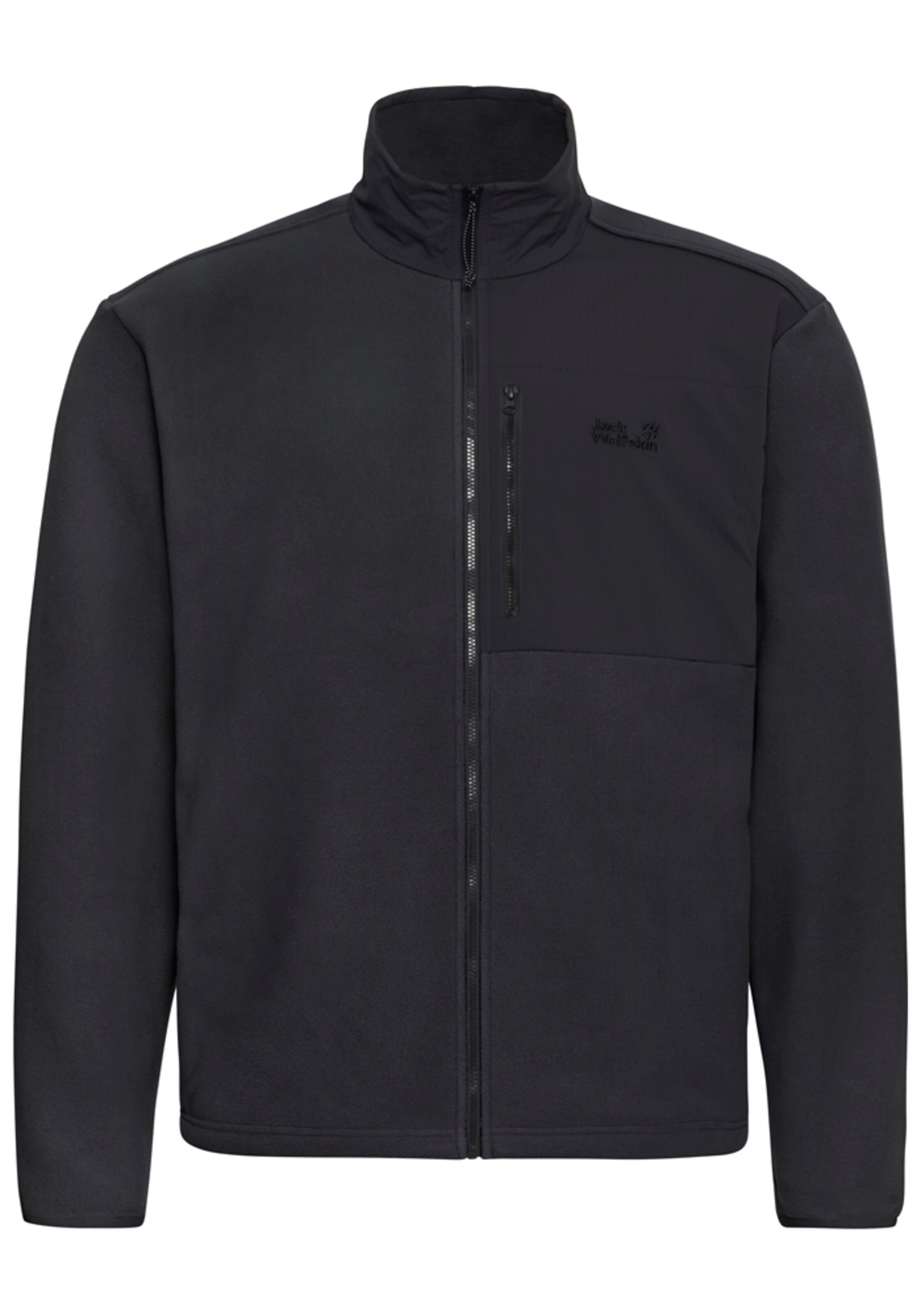 JACK WOLFSKIN Athletic Fleece Jacket in Black: front