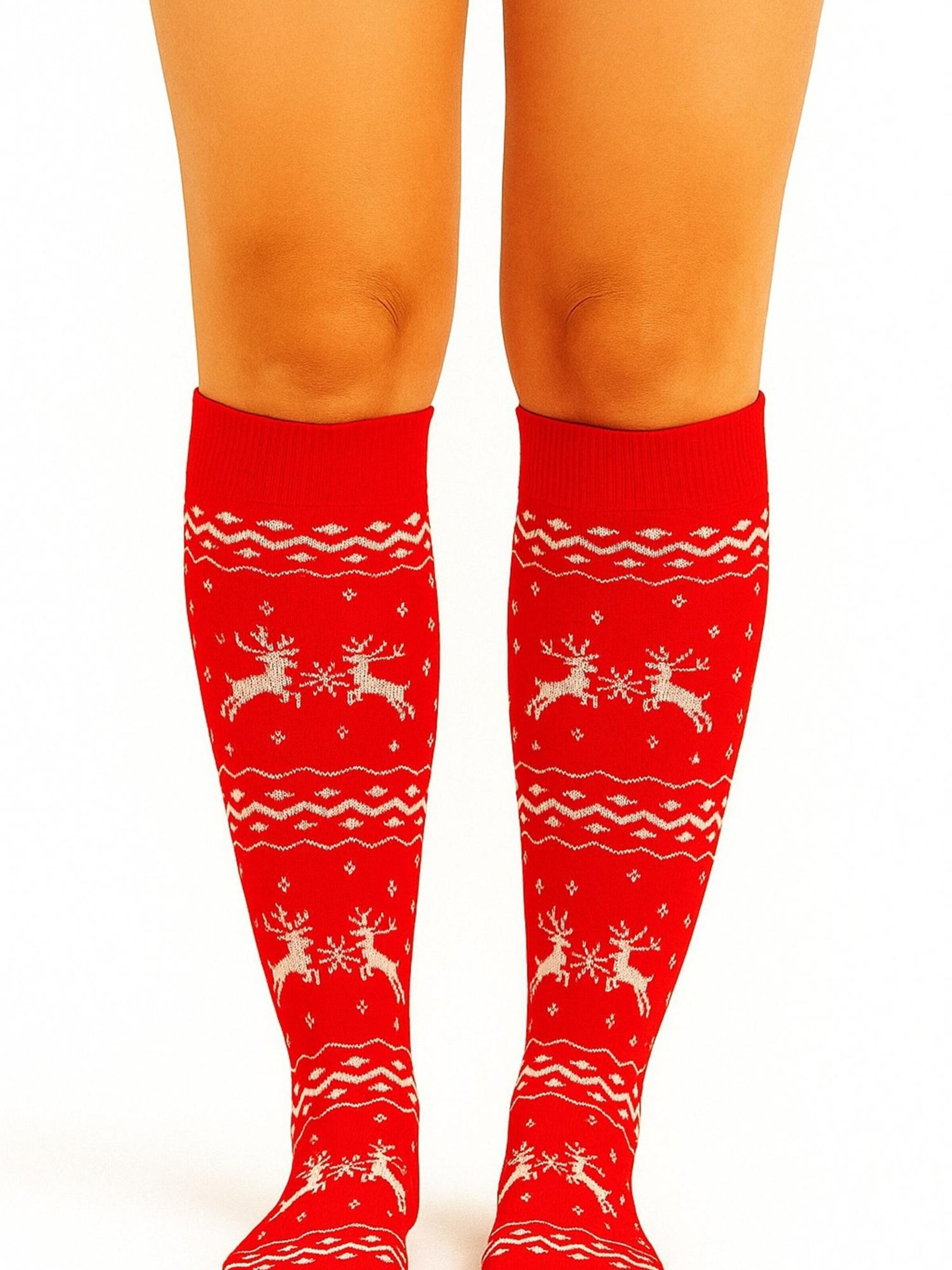 Lycille Knee High Socks in Red: front