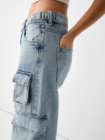 Bershka Wide leg Cargojeans i blå