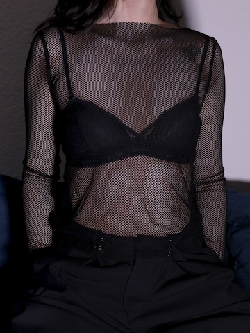 Nightini Top 'Black Sheer Mesh Top' in Black: front
