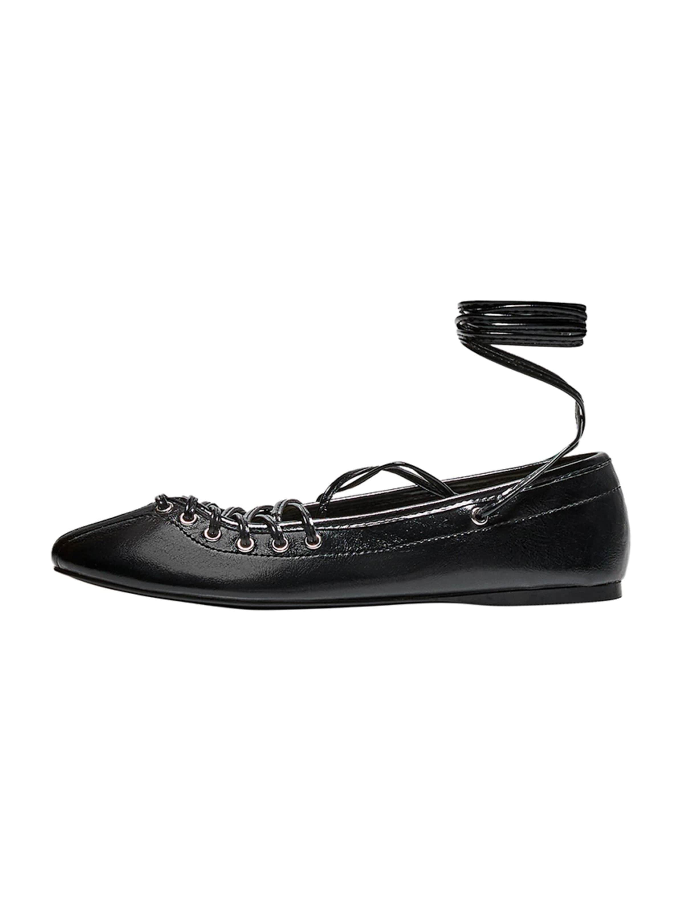 Bershka Odprte balerinke | črna barva