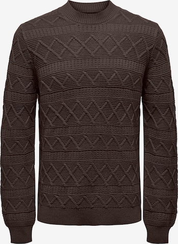 Only & Sons Sweater 'WADE' in Brown: front