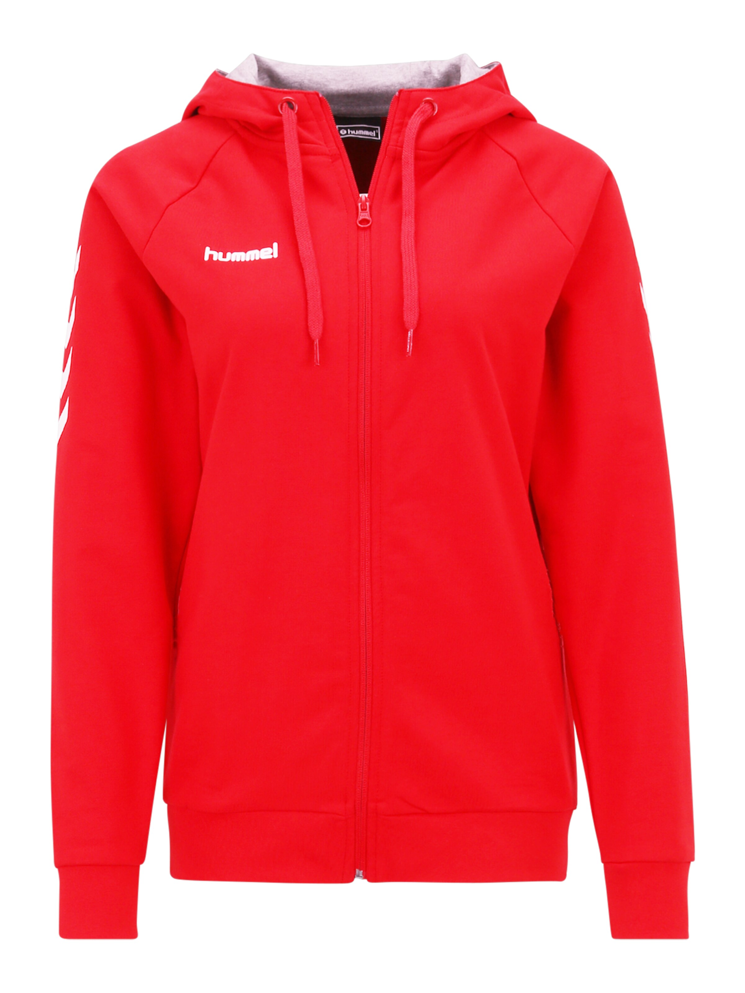 Hummel Athletic Zip-Up Hoodie in Fire red / White, Item view