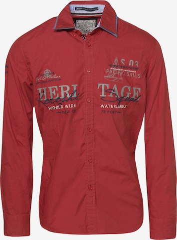 KOROSHI Slim fit Button Up Shirt in Red: front