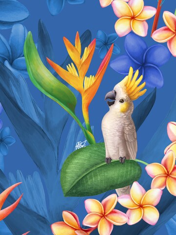 Hawaiihemdshop.de Regularny krój Koszula 'Hawaiihemd "Flower Parrots (blue)"' w kolorze niebieski