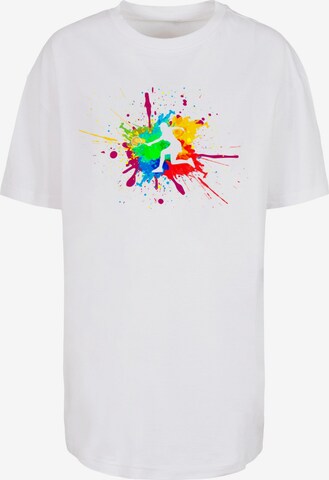 Merchcode Oversized Shirt 'Color Splash Player' in White: front